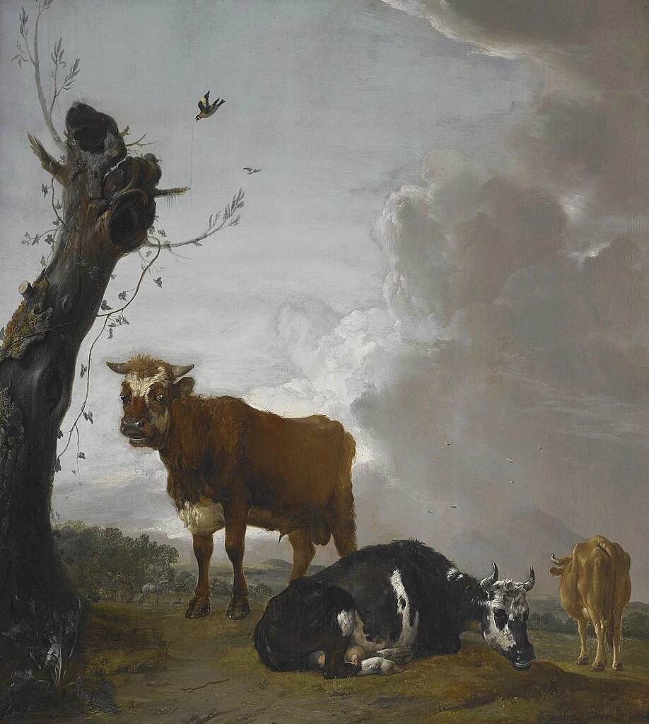 Un giovane toro e due mucche in un prato - Royal Collection of the United Kingdom